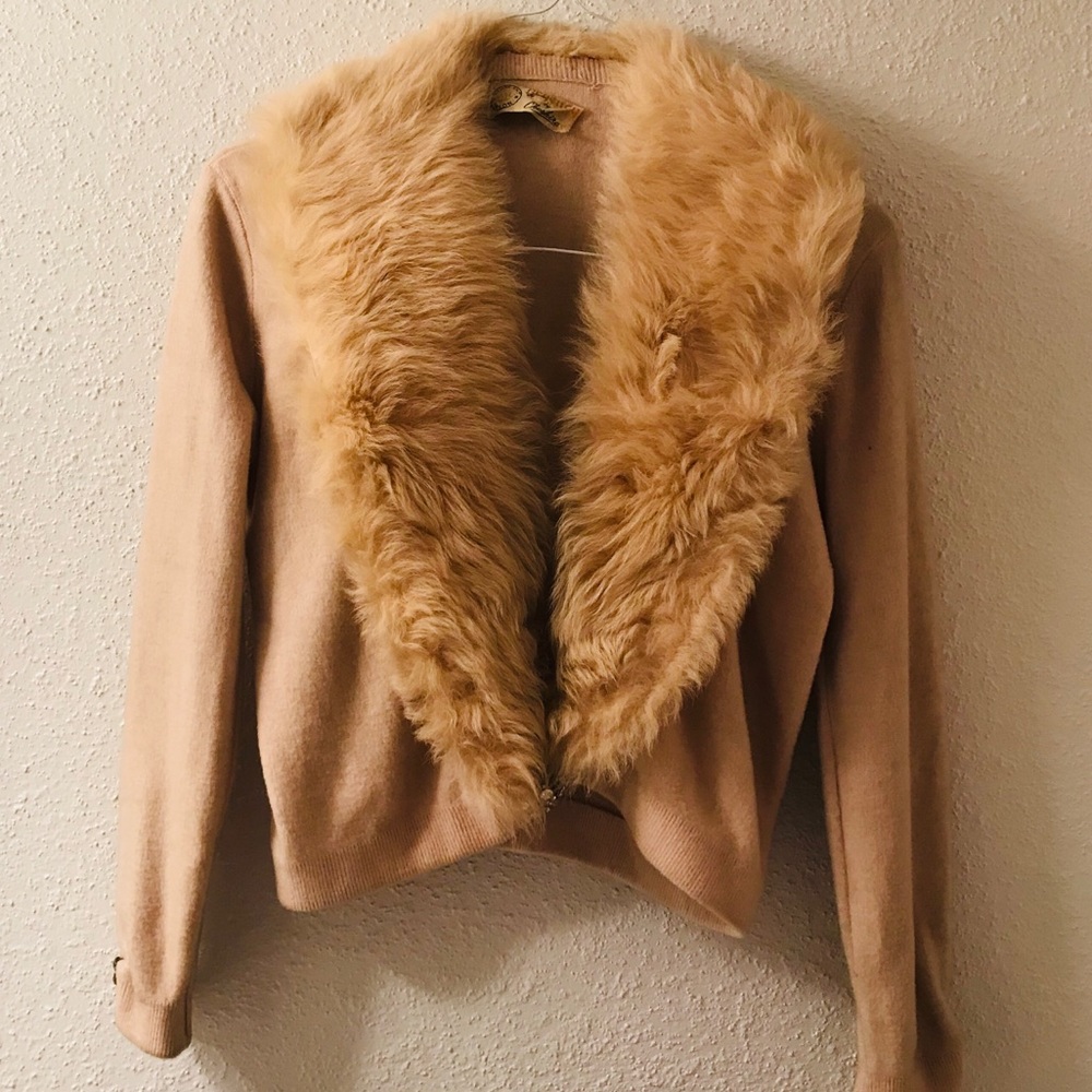 1950s,60s Faux Fur collar sweater